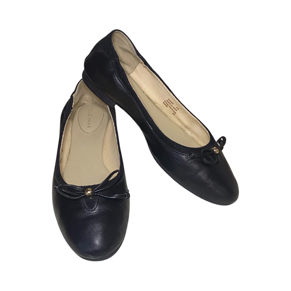 COLE HAAN 🎀 Keira Ballet | Black Leather Flat Women’s Size 8 Style #W23657